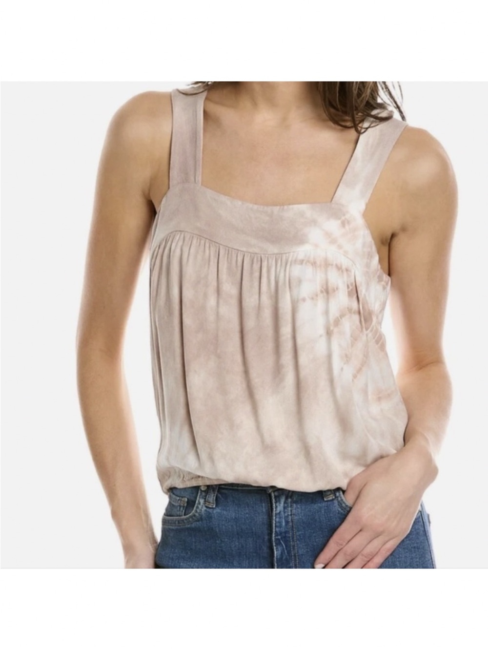 Splendid Taupe Tie-Dye Square Neck Tank
